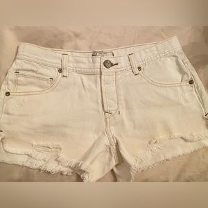 Vintage Free People Distressed White Denim Cutoff Shorts